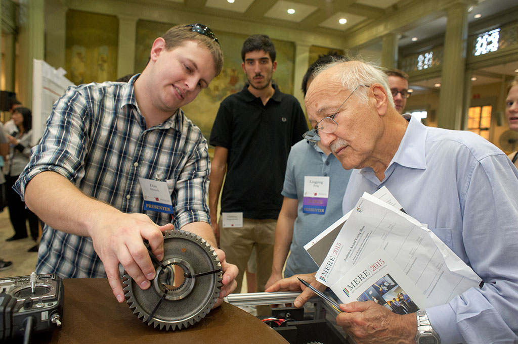 An engineer showing his research