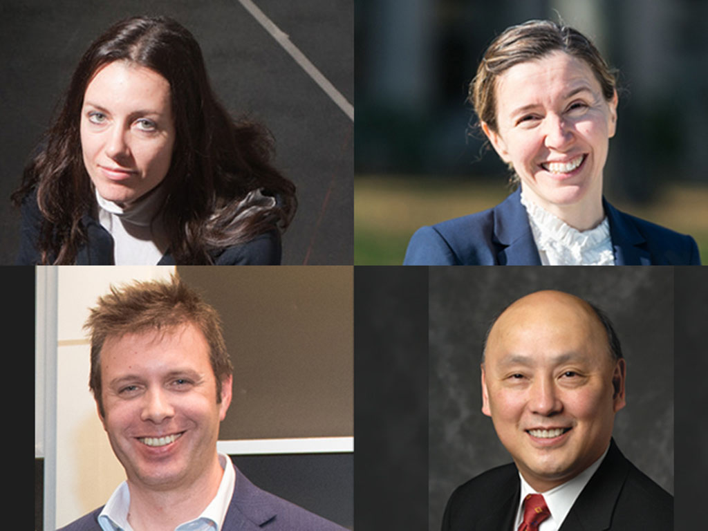 Clockwise from top left headshots of Domitilla Del Vecchio, Asuman Ozdaglar, Robert Shin, and Joel Voldman.