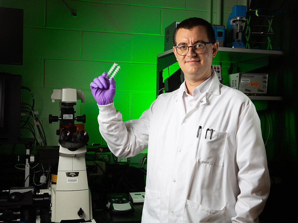 Researcher Dr. Jonathan Cottet in a MechE laboratory