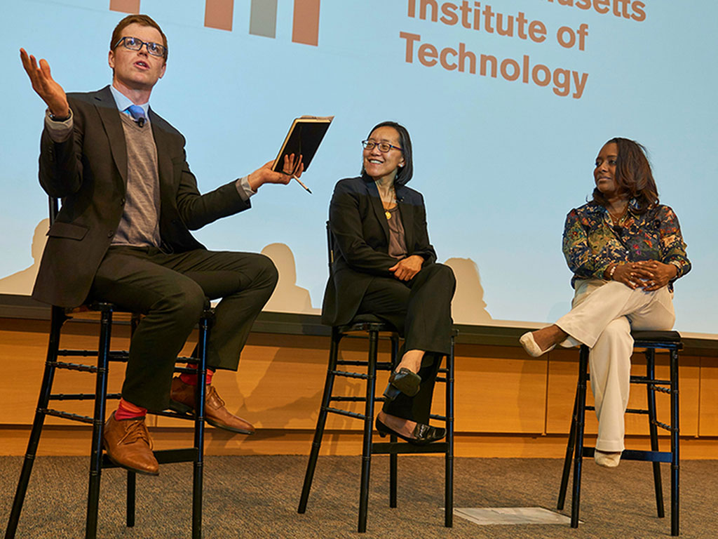 Presenters on stage at the Manufacturing@MIT Symposium